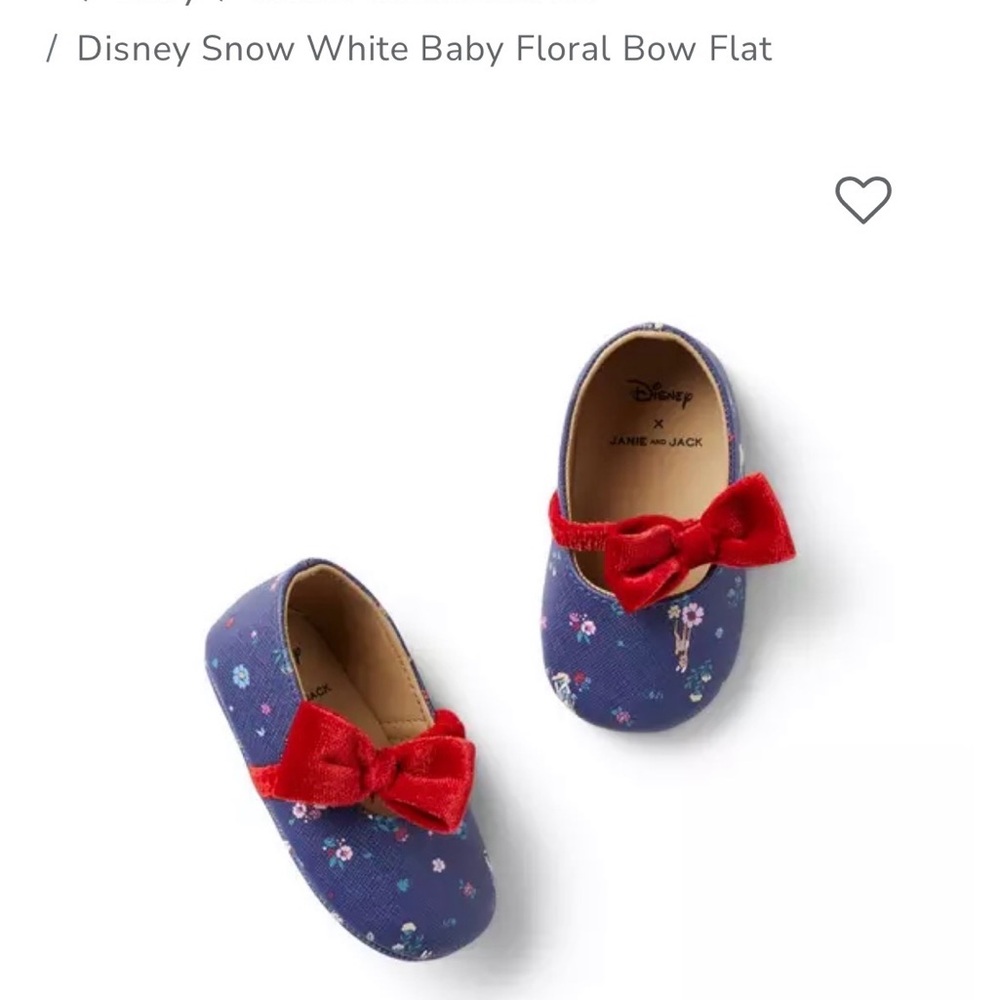 Janie and Jack Blue Floral Baby Flats with Red Bow